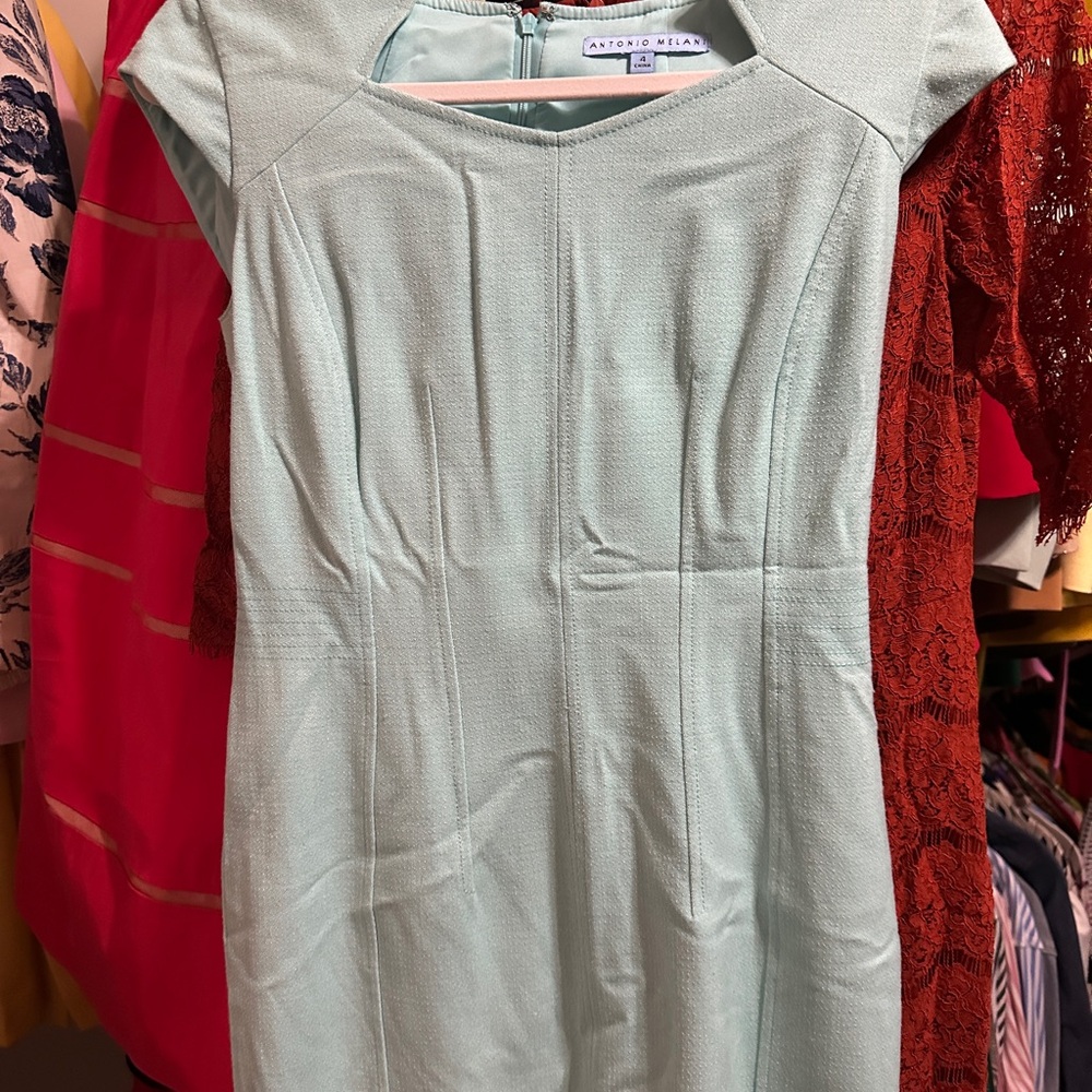 ANTONIO MELANI Asymmetrical Mint Dress